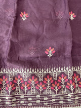 Soft kota checks saree with embroidery - MS7645 Mauve