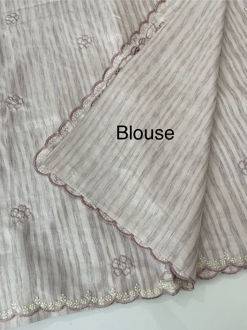 Semi silk saree with cutwork on pallu MSR908- Dusky Lavender