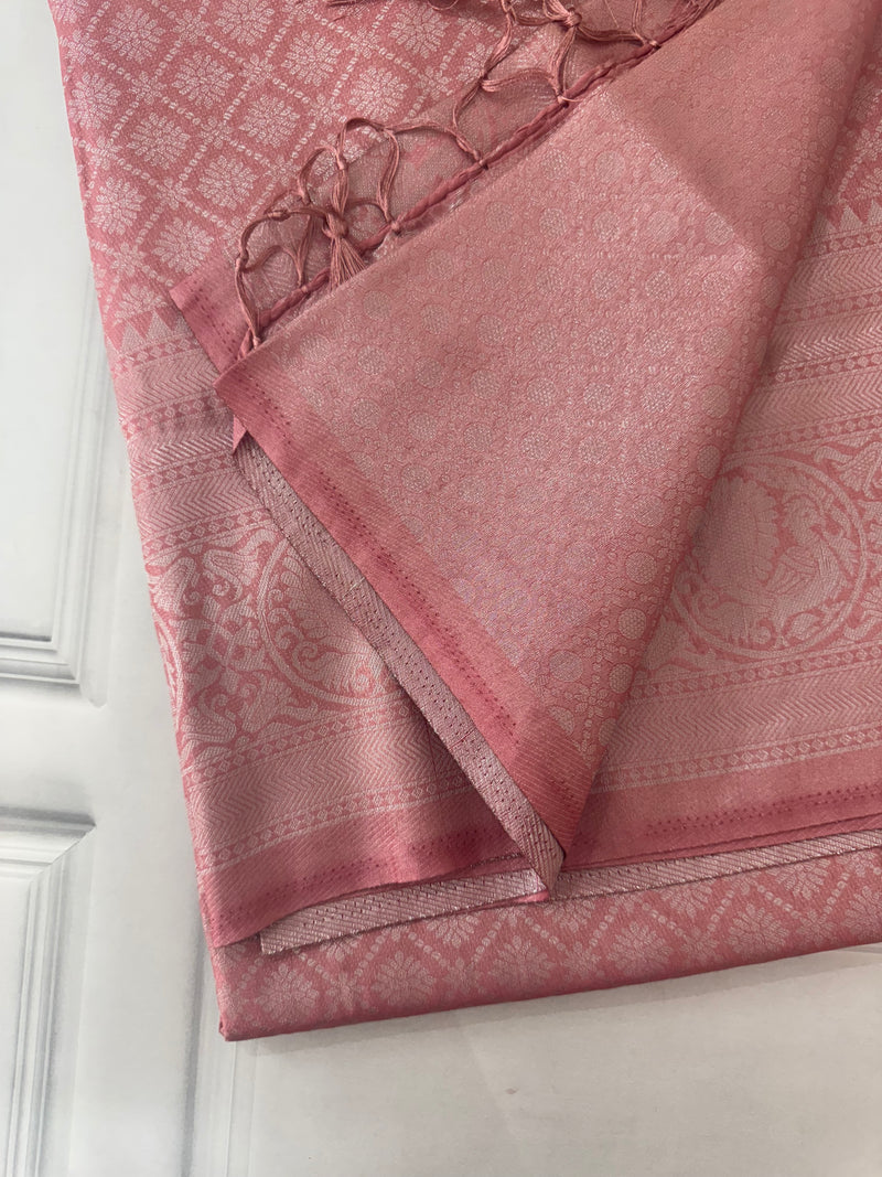 Brocade Banarasi silver weaving soft silk saree MS126771 DuskyPink