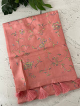 Tussar finish soft silk saree with thread embroidery MTS568 PeachPink