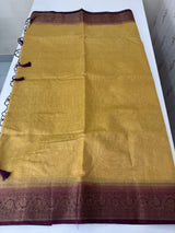 Jute silk sarees with contrast pallu & blouse MJL396