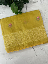 Kota checks embriodery saree MS7689 MustardYellow