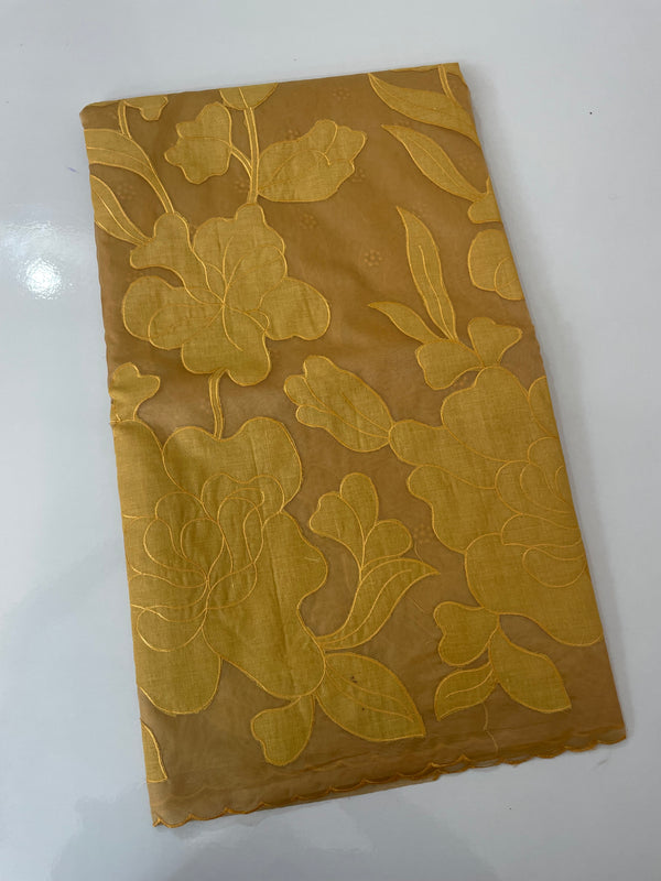 Semi organza saree with appliqué work - MSH906 Mustard