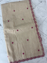 Chanderi Tissue silk saree with scalloped borders - MNM222 Pink