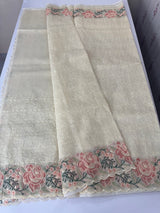 Phulkari NetKota embroidery saree - MSH107 Offwhite to Peach