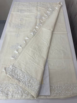 Mul chanderi chikankari embriodery saree MSH291 (5) Offwhite