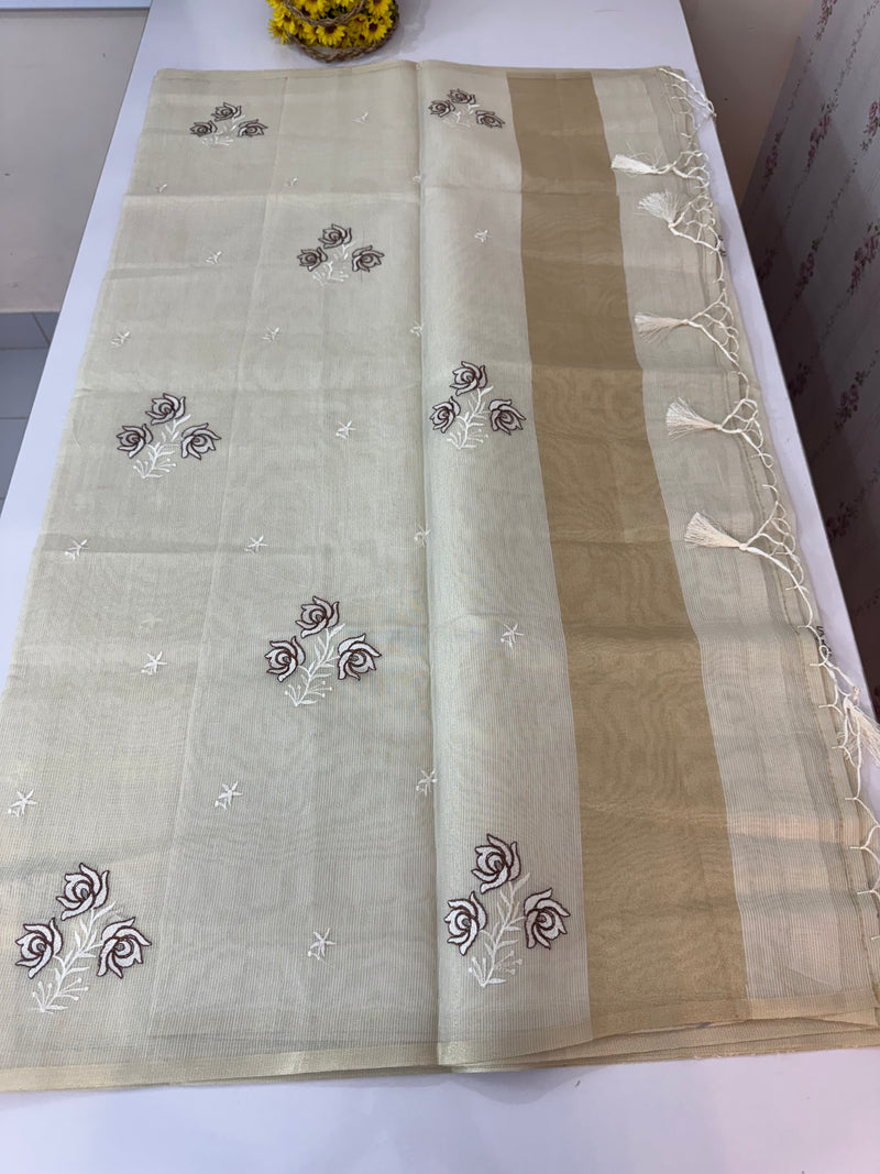 Kota tissue silk saree with embroidery BFW713