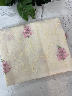 Netkota embriodery saree MS1495 Warm Ivory