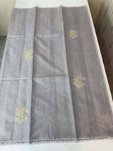 Soft tissue kota checks saree with applique work(2) - MSH5407 DuskyLavender