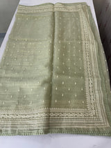 Tissue Organza saree with  thread work - MS14798 PastelGreen