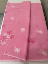 Kota checks saree with embroidery MS7699 - Pink