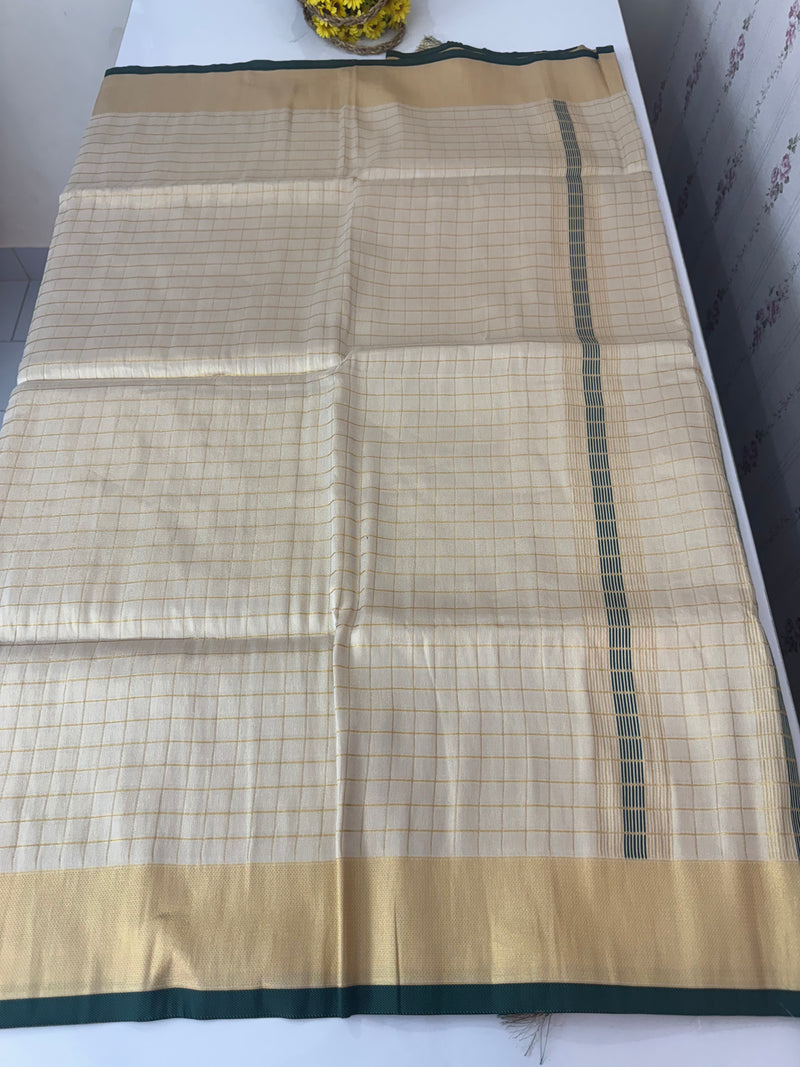 Tissue mix Soft silk saree with checks zari weaving MS8146