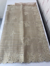 Tissue silk saree with applique work  MSH169 - Copper