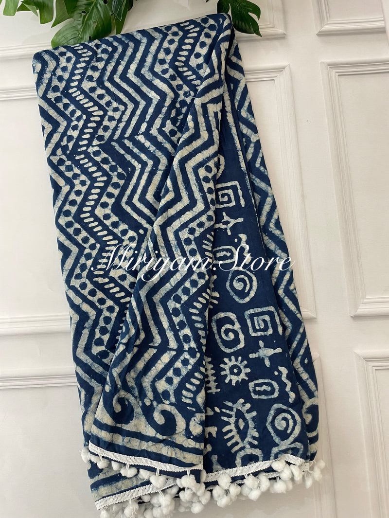 Indigo pure cotton saree SBHB8