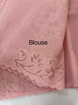 Moonga checks saree with Net Applique borders  MSH157 Pink