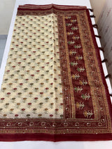 Semi Chanderi saree with hand kanta embroidery MS9899