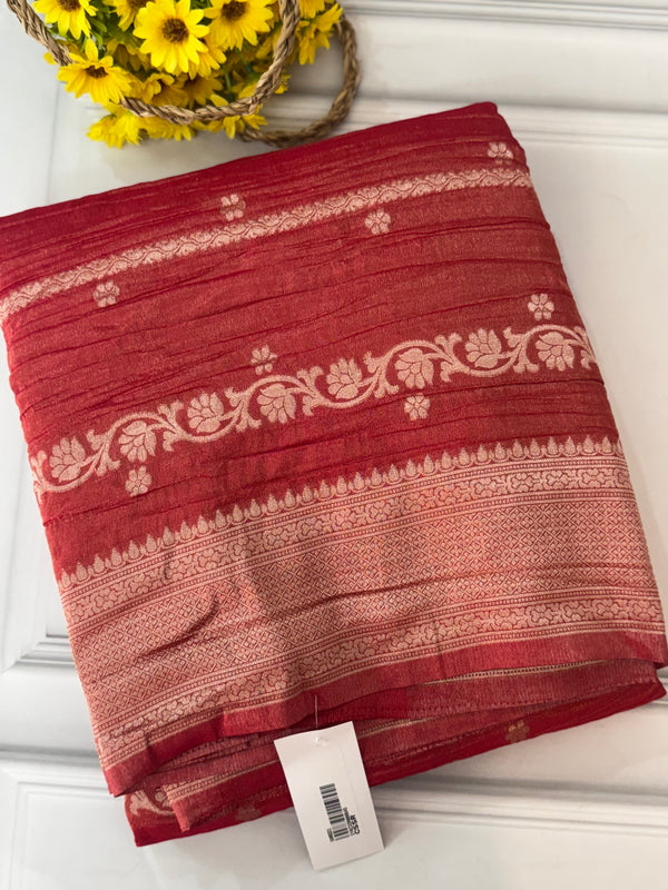 Banarasi crush georgette saree- MS1341 ReddishOrange