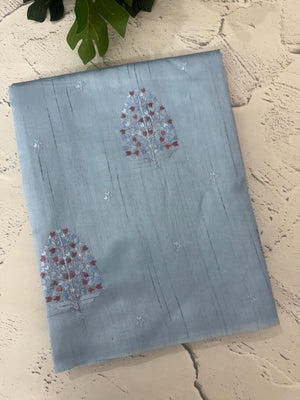 Crushed Blended tussar silk saree with  embroidery- MSB7980 PowderBlue