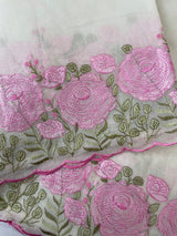 Mul chanderi embriodery saree with scalloped borders MSH176