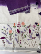 Linen blend Saree with hand embriodery MLS611
