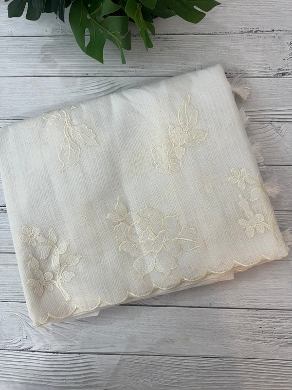 Silky kota embroidery saree  MSK890 Offwhite