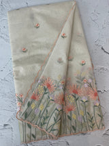 Mul chanderi embriodery saree with scalloped borders MSH176