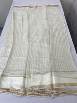 Crepe chiffon georgette saree with checks MS40097 OFFWHITE