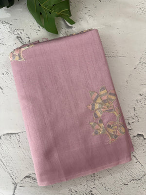Tussar finish soft silk saree with thread embroidery MTS568 OnionPink