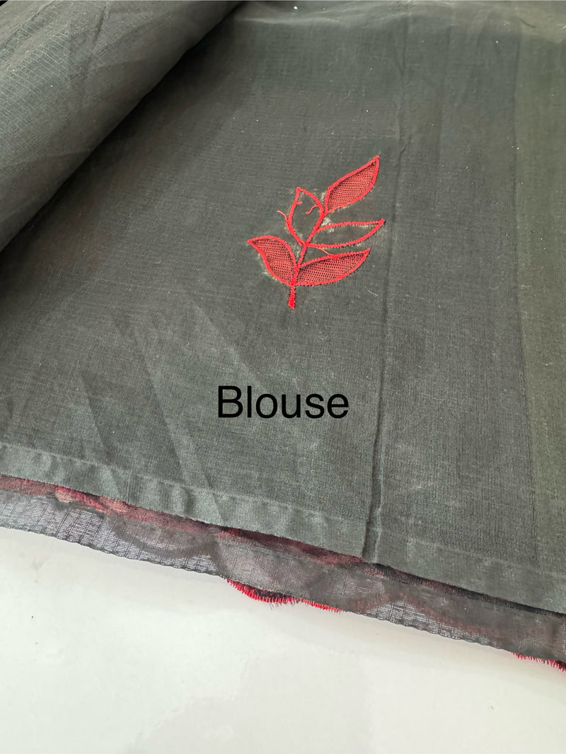 NetKota Applique work saree  MSH110- Black & Red