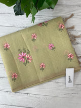 Tissue mix Soft silk saree with embroidery MS8189- PastelGreen