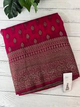 Semi banarasi Khaddi Georgette saree - MS1499 DarkPink