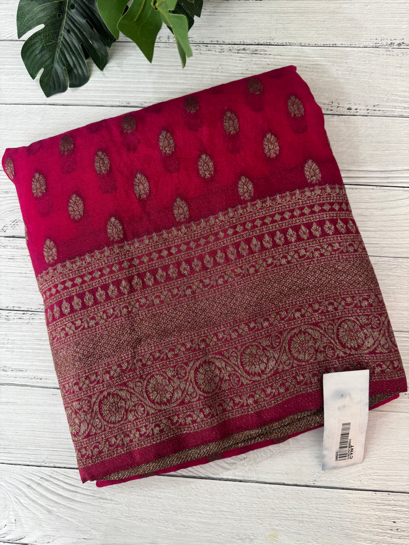 Semi banarasi Khaddi Georgette saree - MS1499 DarkPink