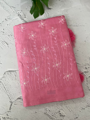 Butter silk saree with embroidery MTS569