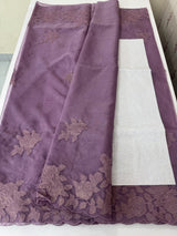 Soft organza saree with applique work - MCW225 DuskyPurple