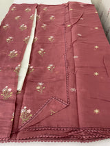 Blended Malai chanderi saree with embroidery MS5568 AntiqueRose