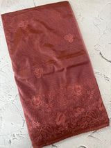 Glass tissue organza saree with embroidery MSF121 (2) Metallic DarkPeach
