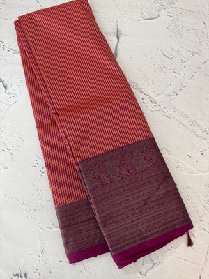 Checks Semi kanchi silk saree with blouse MBS7859