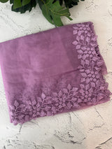 Soft Organza saree with embroidery borders - MSH5777 Lavender
