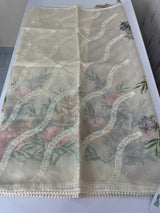 Supernet saree with digital prints and embroidery SKFNSEM