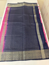 Blended tussar silk sarees with contrast pallu & blouse MTL430