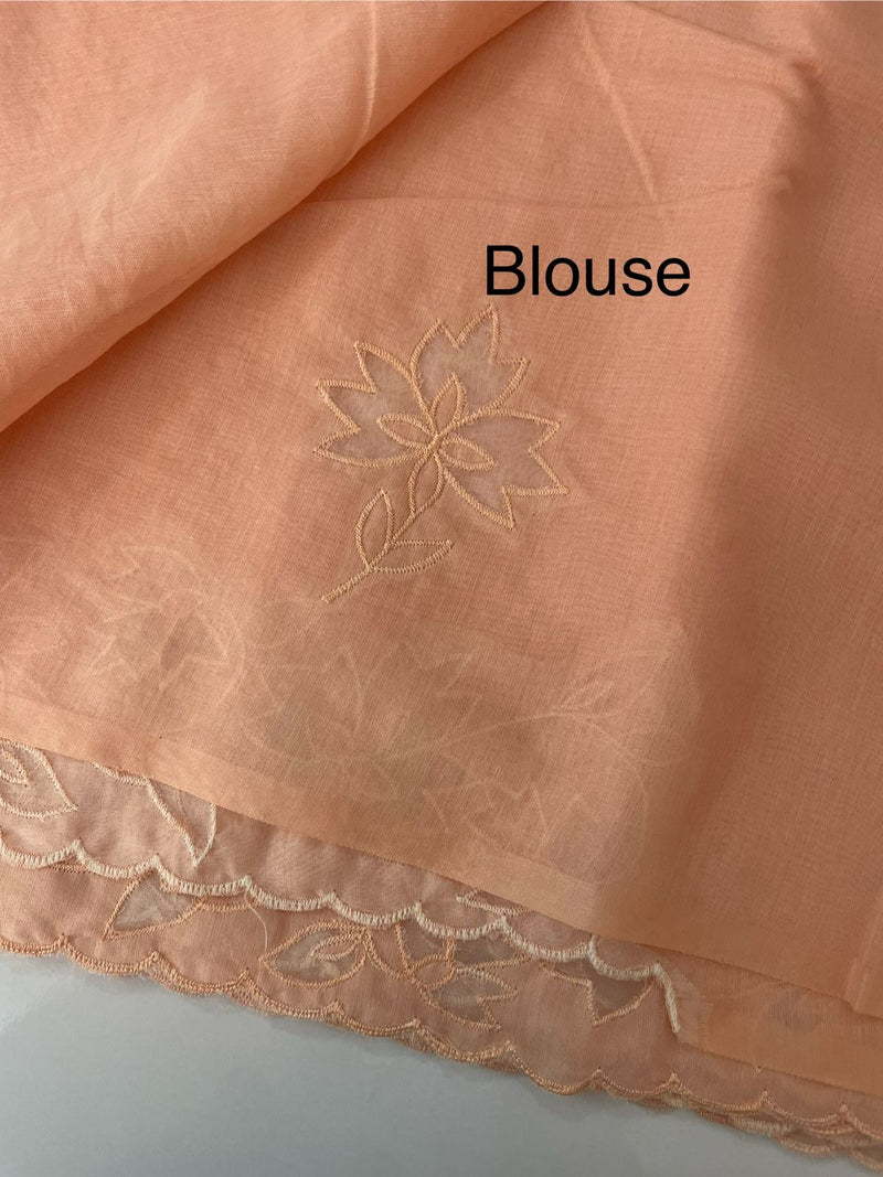 Mul chanderi saree with applique borders MSH112 Peach