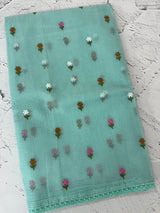Kota checks saree with embroidery MS7679 (2)GreenishBlue