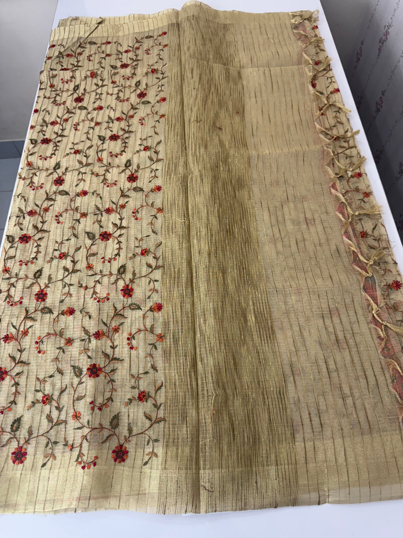 Tissue silk saree with embriodery MTTS89