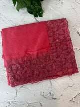 Soft Organza saree with embroidery sequins borders - MSH5778 CrimsonPink