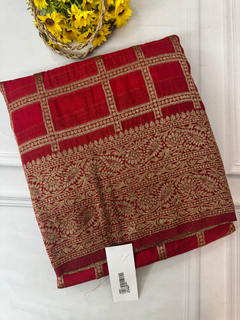 Semi banarasi Khaddi Georgette saree - MS1498 Red