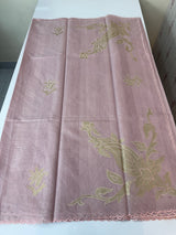 Soft tissue kota checks saree with applique work(2) - MSH5407 Pastel OnionPink