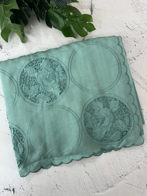 Tussar chanderi cutwork saree MSTC121 GreenBlue