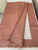 Semi tussar saree with cutwork MSHK566 DustyPeach