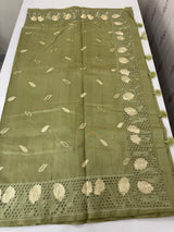 Cutwork Raw silk saree MSH228(2) DustyGreen