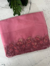 Soft Organza saree with embroidery borders - MCW786 Pink